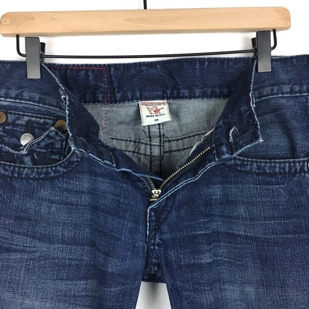 TRUE RELIGION Skinny Jeans Rainbow Ricky Slim 24859SO Dark Wash Denim Size 29